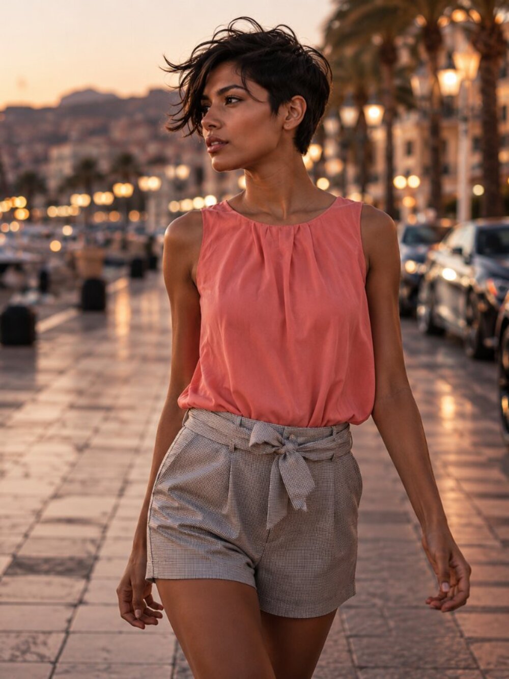 Gray Tartan Checked Plaid Bermuda Shorts